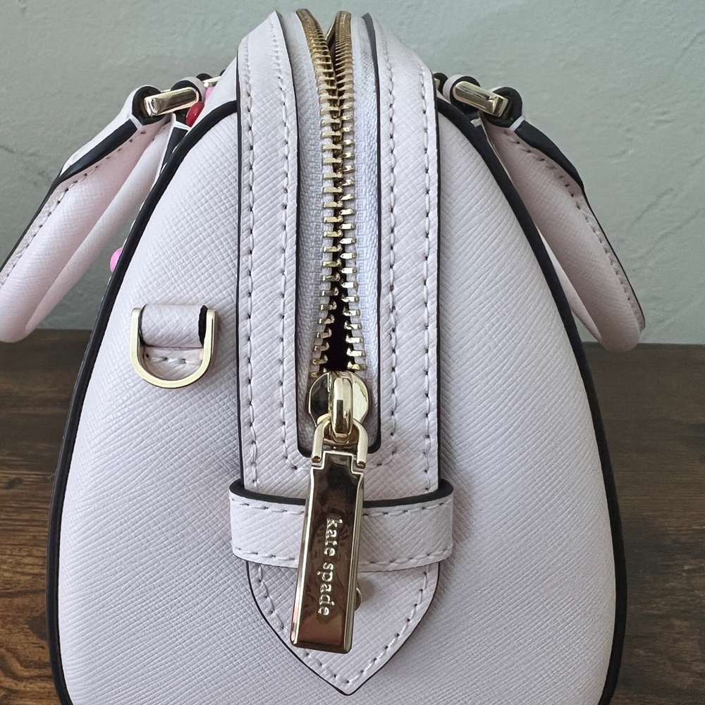 SET🩷 Kate Spade Madison Duffle Crossbody Bag & Wallet Heart Studs Powdered Sugar - Picture 12 of 16